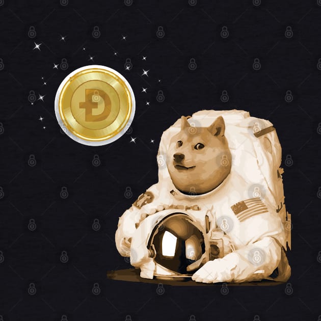 Dogecoin to the Moon Doge Astronaut and Coin Moon by ArtedPool